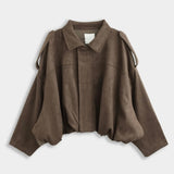 KURZE WILDLEDER-JACKE SCHOKO
