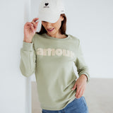 LINDGRÜNES SWEATSHIRT "AMOUR"