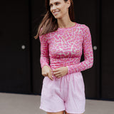 MESH-LONGSLEEVE "PINK COLOURFUL LEO"