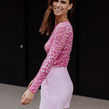 MESH-LONGSLEEVE "PINK COLOURFUL LEO"