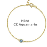 ✨ Geburtsstein-Ankerkettenarmband – 925 Silber mit 18Kt VERGOLDUNG