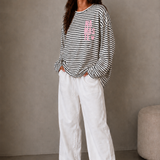 GESTREIFTER LONGSWEATER „NAMASTE“