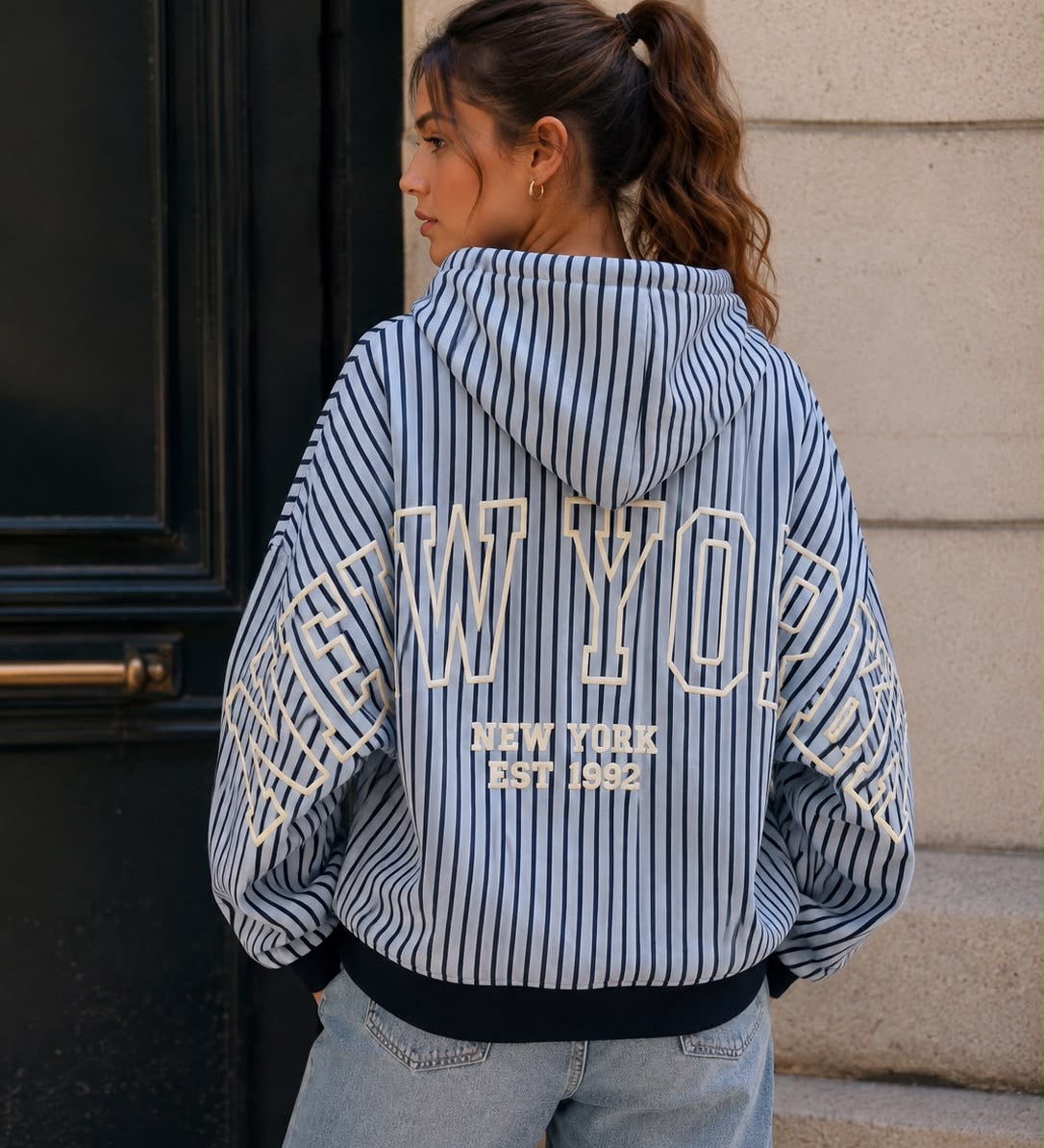 GESTREIFTER HOODIE „NEW YORK“