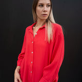 KURZE MUSSELINBLUSE "DEVIL RED"