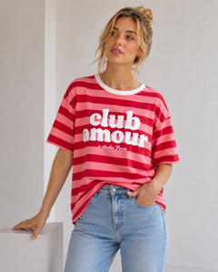 GESTREIFTES STATEMENT SHIRT "CLUB AMOUR"