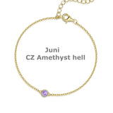 ✨ Geburtsstein-Ankerkettenarmband – 925 Silber mit 18Kt VERGOLDUNG