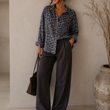 OVERSIZE LEO MUSSELINBLUSE „STEELGREY“