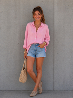 KURZE OVERSIZE MUSSELINBLUSE „PURE“