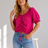 GERAFFTE MUSSELINBLUSE „MILA“