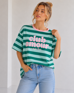 GESTREIFTES STATEMENT SHIRT "CLUB AMOUR"