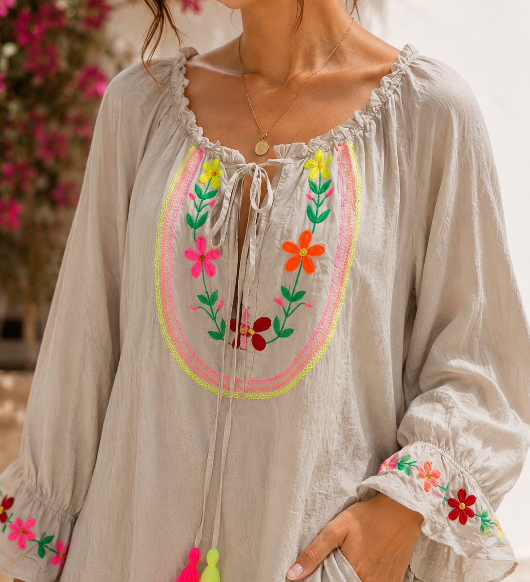 KURZE TUNIKABLUSE „WILDFLOWER“