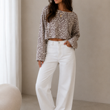 CROPPED MUSSELIN OBERTEIL CREME / TAUPE