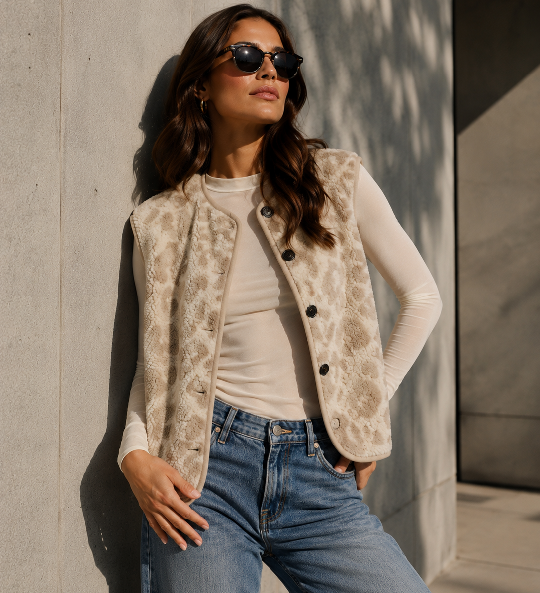 LEO TEDDYWESTE IN CREME/BEIGE