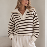 Cappuccino Strickpullover mit Zipper | von Herzen
