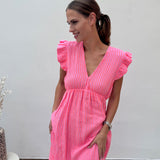 MAXI MUSSELINKLEID „FLAMINGO LOVE"