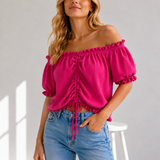 GERAFFTE MUSSELINBLUSE „MILA“