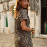 LEOPARD DENIM DRESS