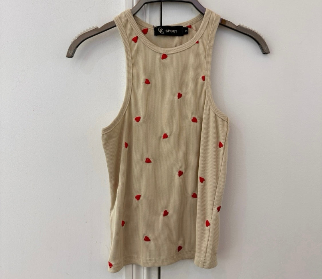 GERIPPTES TANKTOP MIT HERZCHENSTICK
