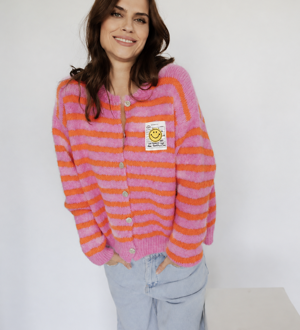 GESTREIFTER CARDIGAN "SMILEY"