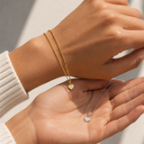 KUGELKETTE MIT HERZCHENANHÄNGER AUS STERLINGSILBER & 18KT VERGOLDUNG