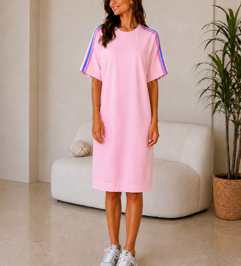 SPORTIVES STREIFENKLEID „SAMANTA“ - BUTTERSTOFF