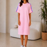 SPORTIVES STREIFENKLEID „SAMANTA“ - BUTTERSTOFF