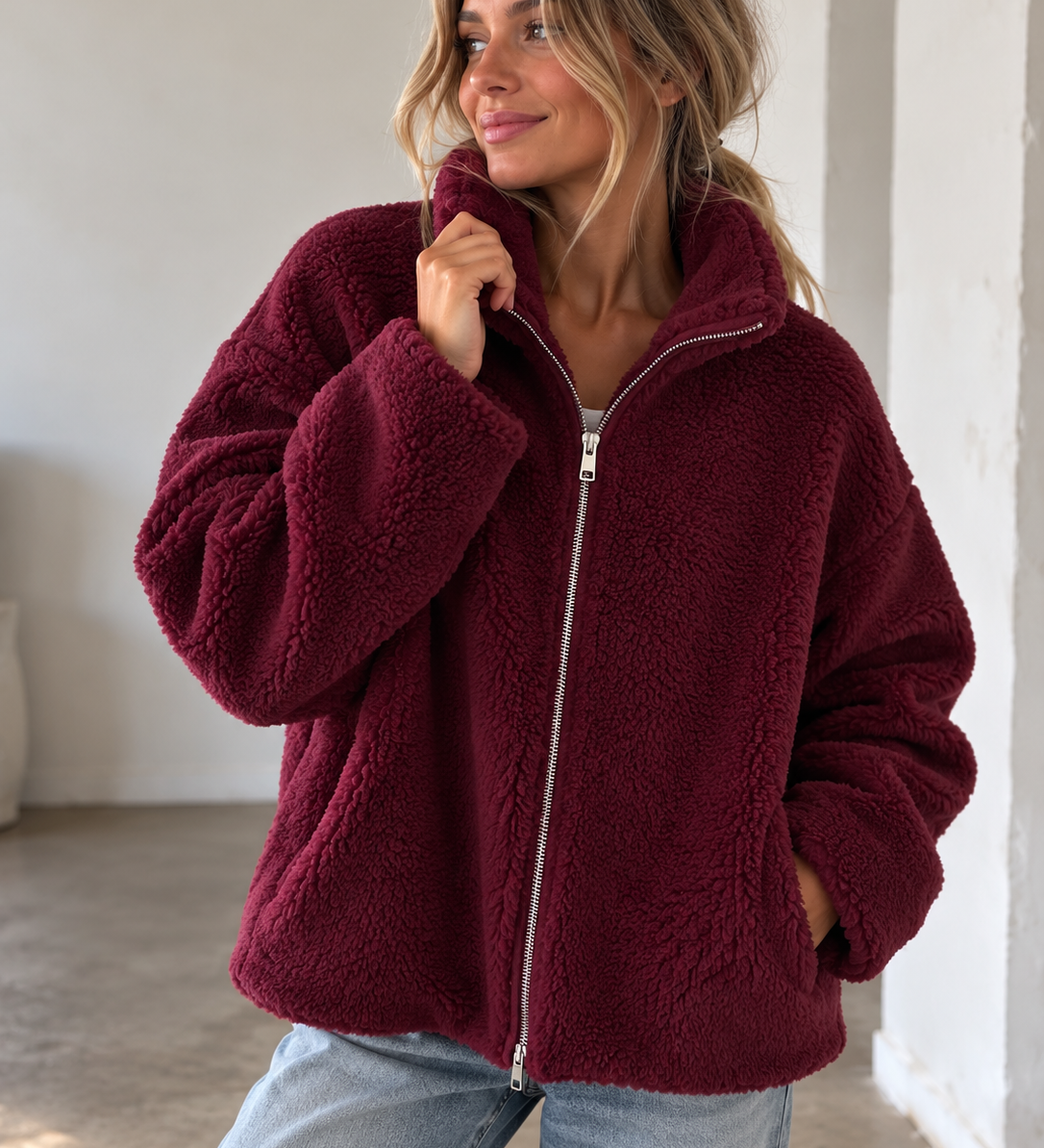 UNGEFÜTTERTE TEDDYJACKE „SARA“