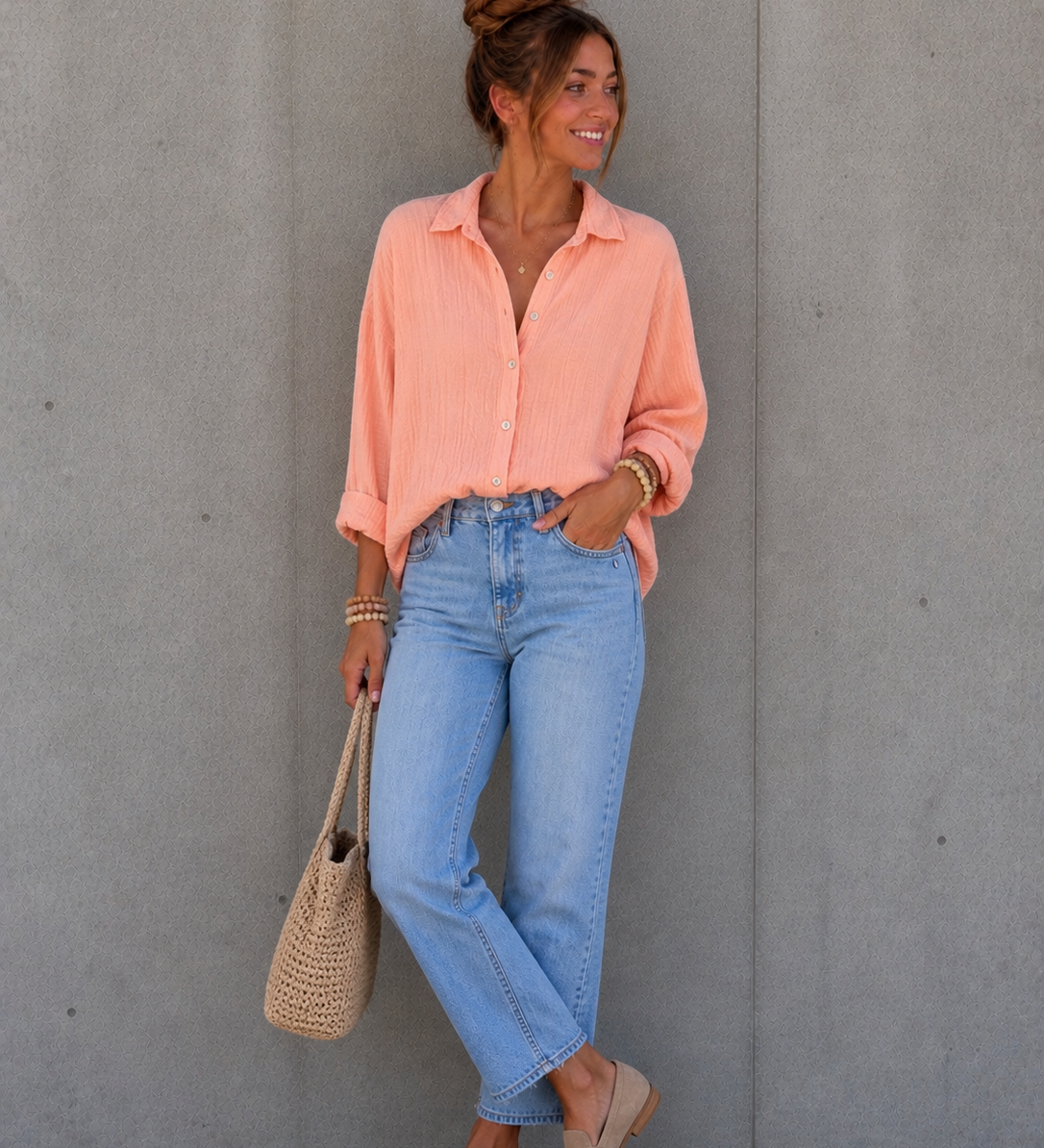 SHORT OVERSIZE MUSSELINBLUSE „PURE“