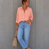 KURZE OVERSIZE MUSSELINBLUSE „PURE“