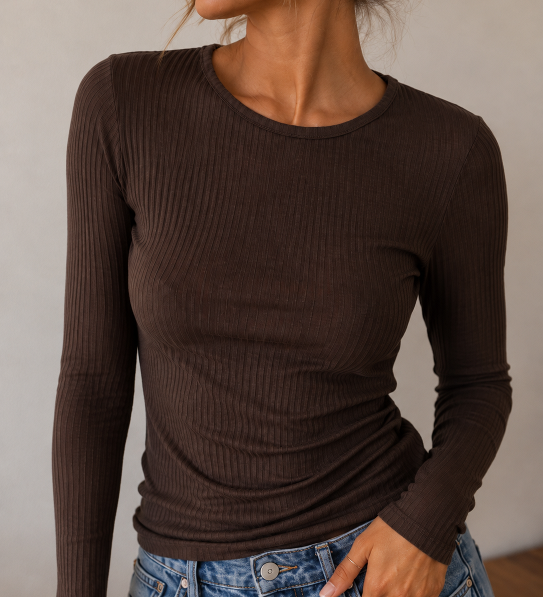 GERIPPTES MESH-LONGSLEEVE