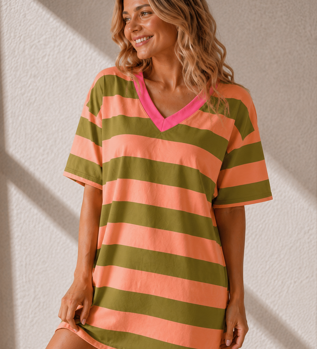 LOLLIPOP SHIRT-KLEID MIT V-AUSSCHNITT