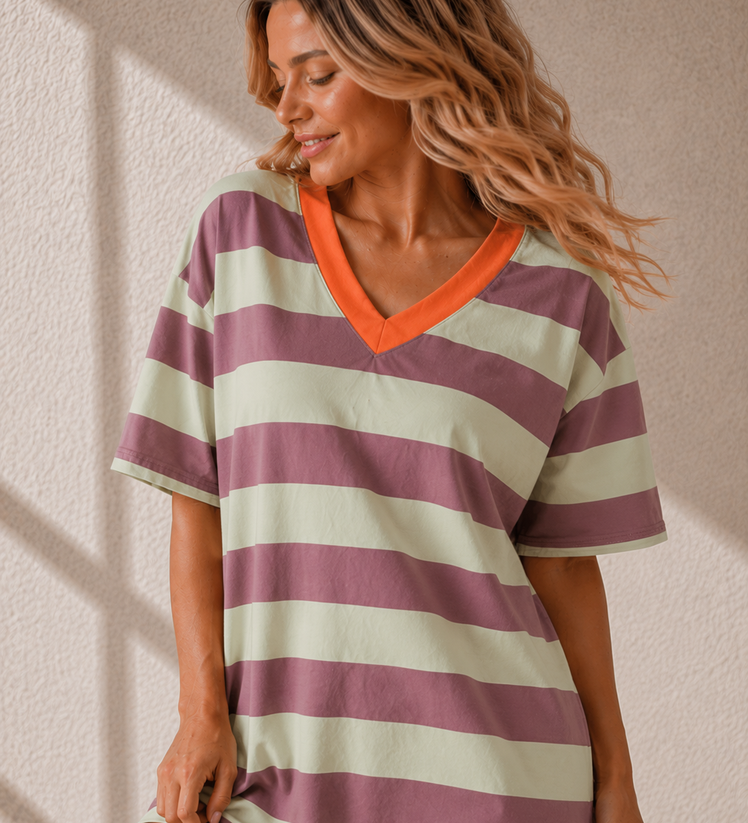 LOLLIPOP SHIRT-KLEID MIT V-AUSSCHNITT