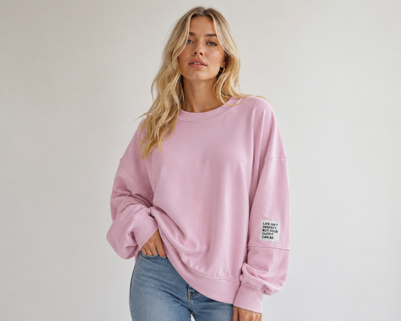 EINFARBIGER BUTTERSTOFF SWEATER "KEEP IT SIMPLE"