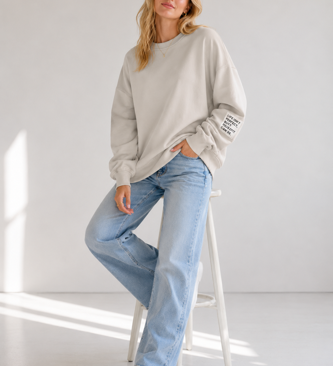 EINFARBIGER BUTTERSTOFF SWEATER "KEEP IT SIMPLE"