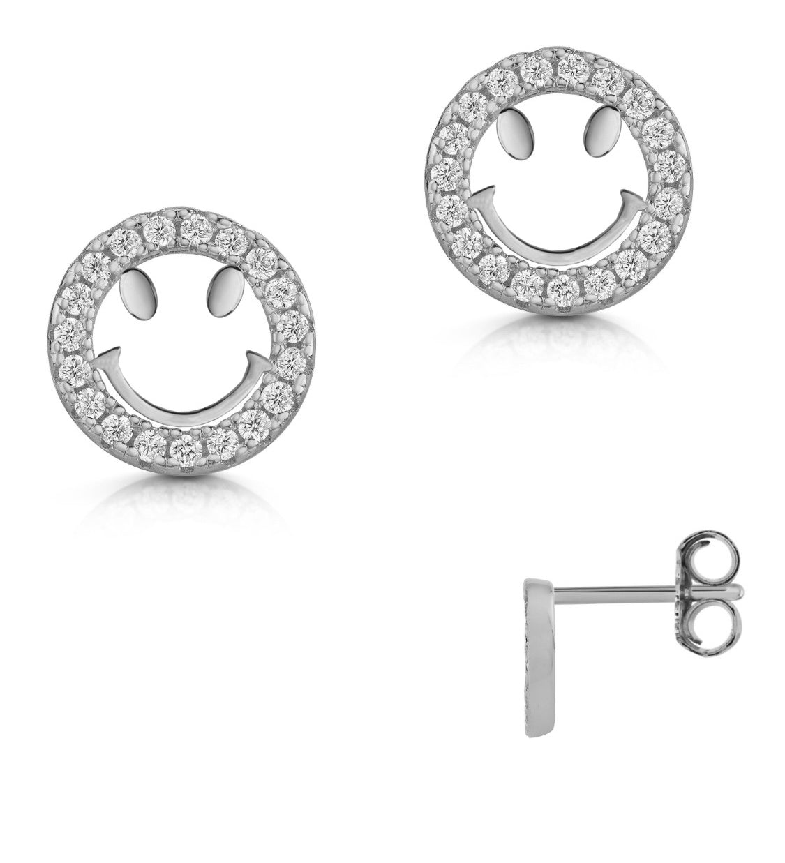ZIERLICHE OHRSTECKER „SMILEY“ - 925/ - Silber 18KT VERGOLDET