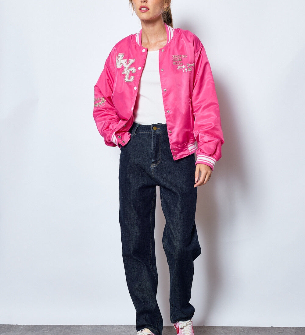 TRENDIGE BOMBERJACKE IN FUCHSIA