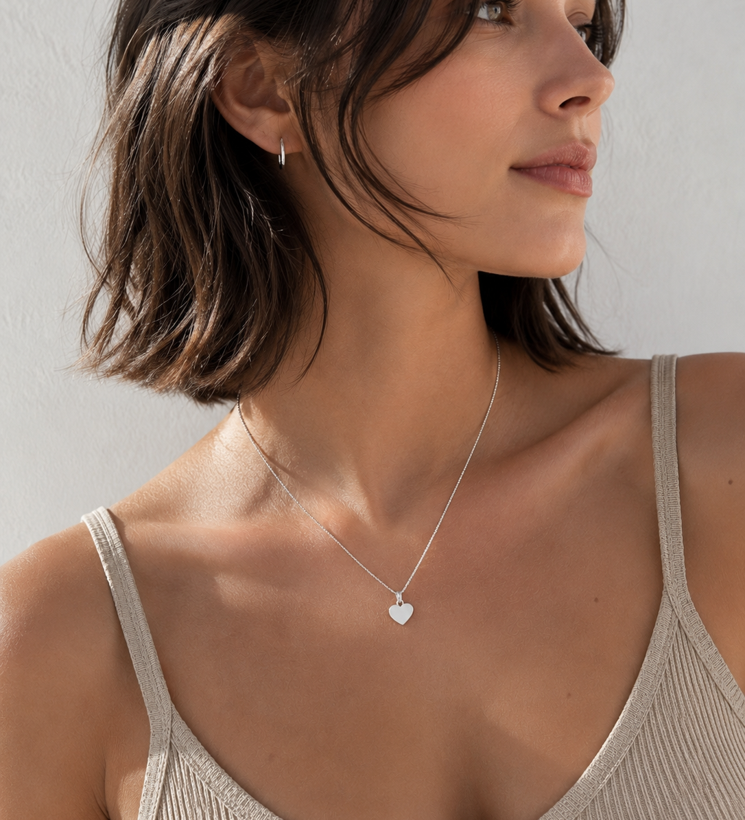 KUGELKETTE MIT HERZCHENANHÄNGER AUS STERLINGSILBER & 18KT VERGOLDUNG