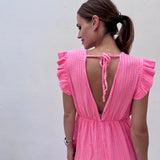 MAXI MUSSELINKLEID „FLAMINGO LOVE"