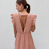 MAXI MUSSELINKLEID „TERRACOTTA"