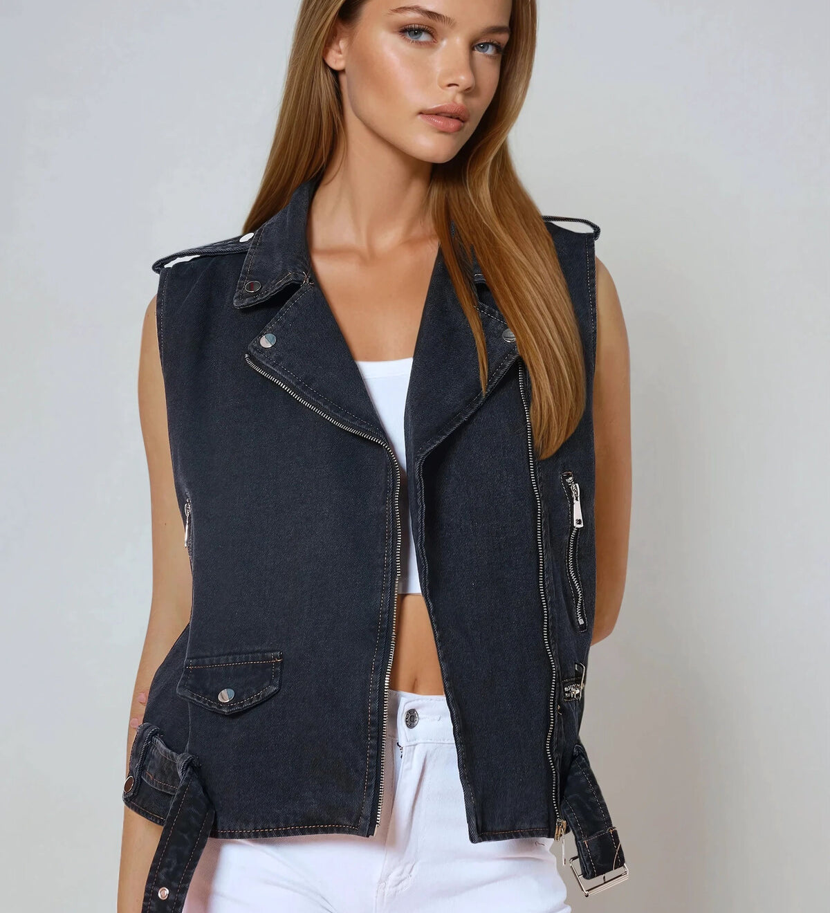 ÄRMELLOSE JEANSJACKE „BRIANA“