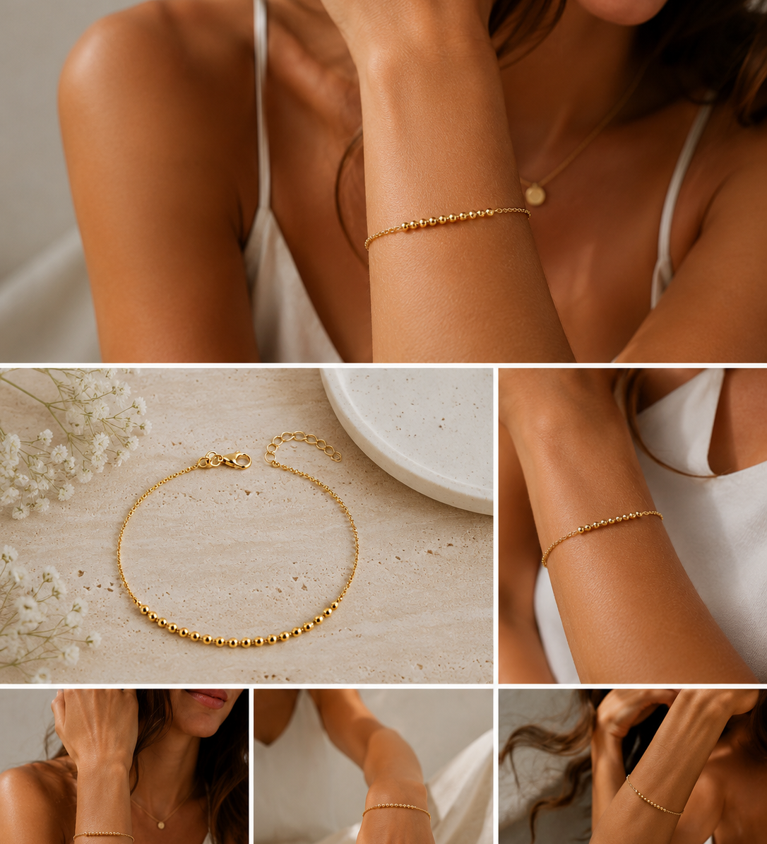 ARMBAND 18KT VERGOLDET  „GOLDEN PEARL DOT“