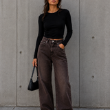BARREL JEANS - CHOCOLATE BROWN