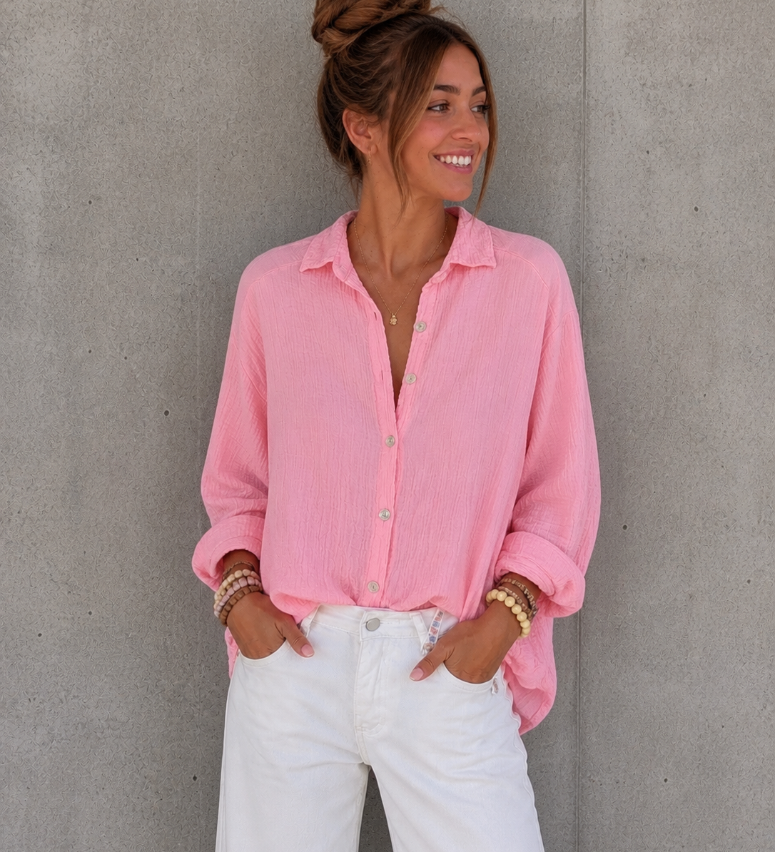 SHORT OVERSIZE BLUSE „GOOD VIBES“