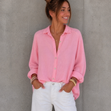 KURZE OVERSIZE BLUSE „GOOD VIBES“