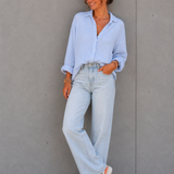 KURZE OVERSIZE MUSSELINBLUSE „PURE“