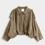 KURZE WILDLEDER-JACKE TAUPE