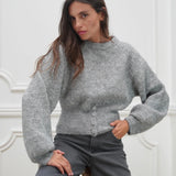 STRICKPULLOVER MIT KNOPFLEISTE