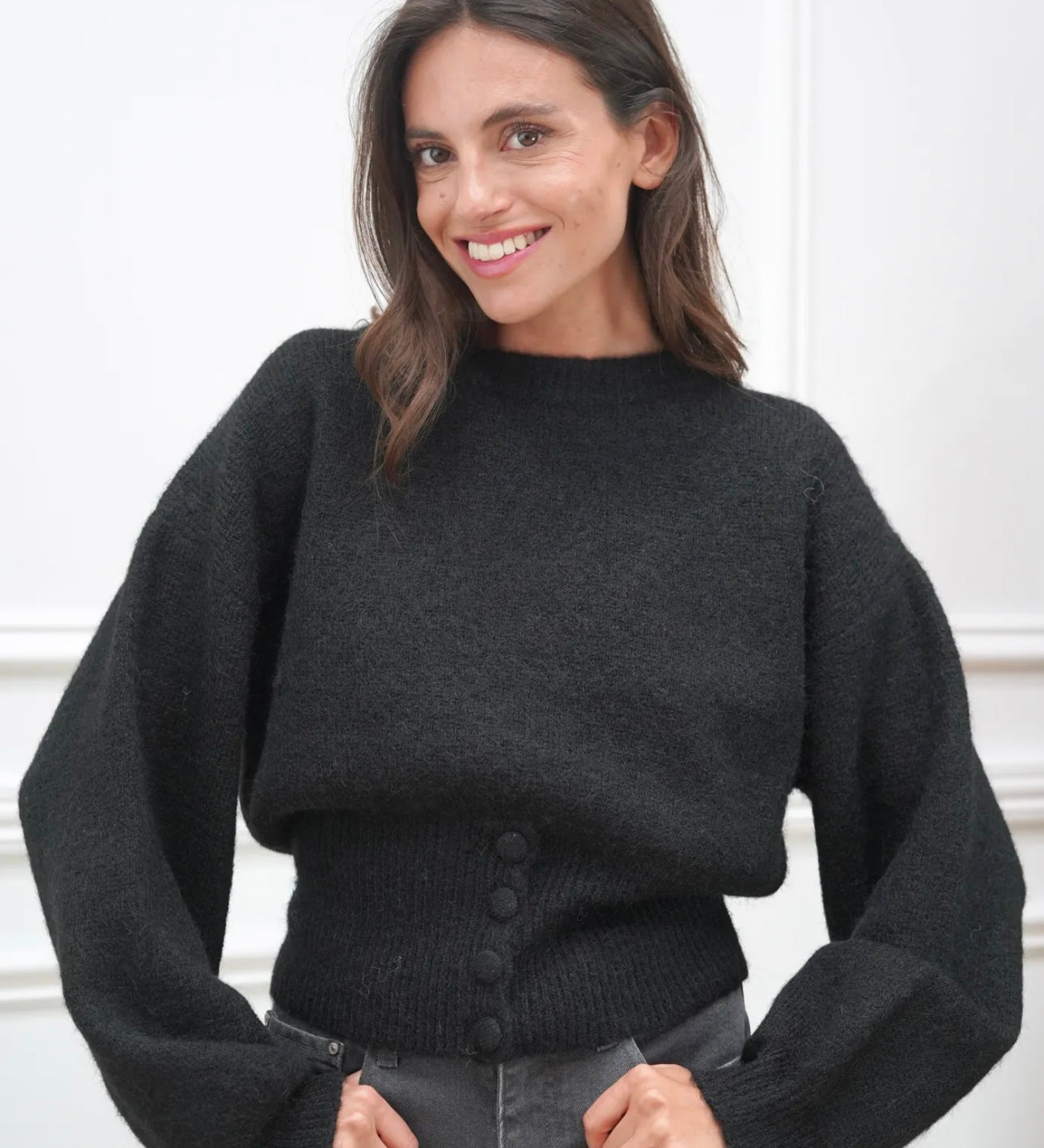 STRICKPULLOVER MIT KNOPFLEISTE