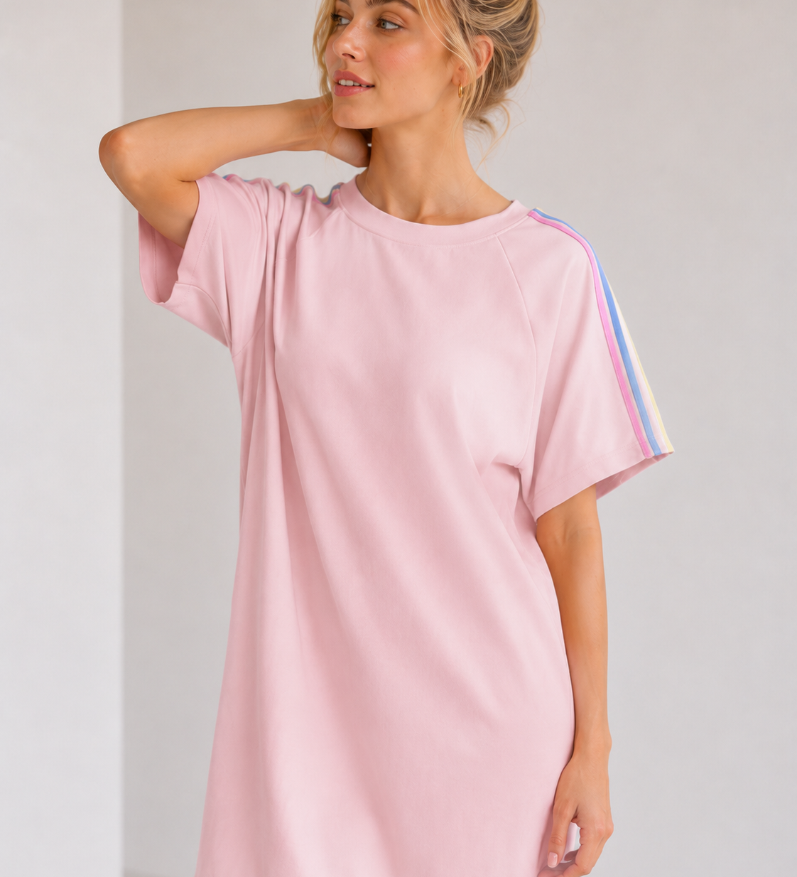 SWEAT-STREIFENKLEID „SAMANTA“ - BUTTERSTOFF