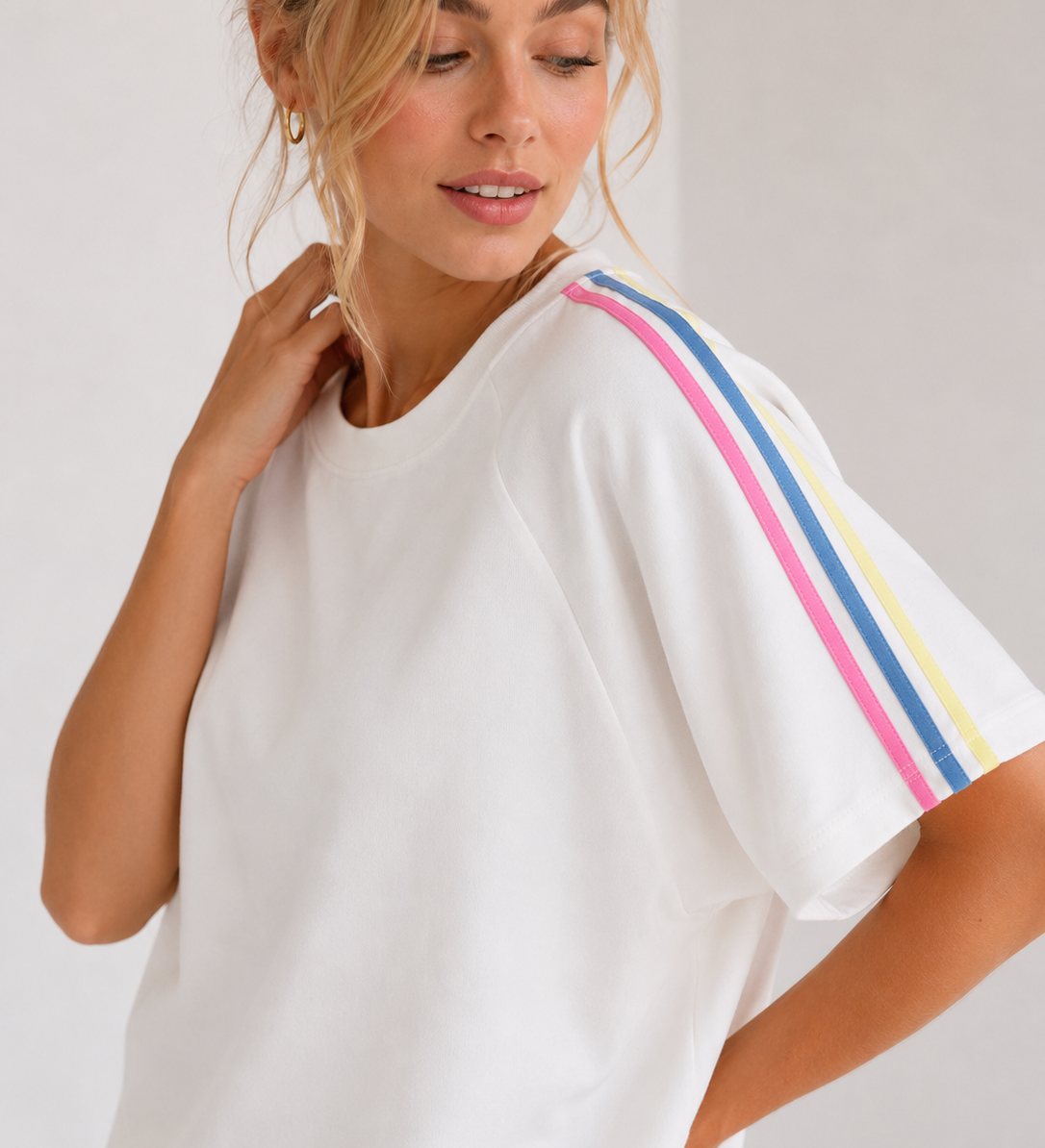 SWEAT-STREIFENKLEID „SAMANTA“ - BUTTERSTOFF